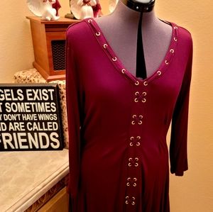 Asymetrical Burgandy Top Grommet Design La…